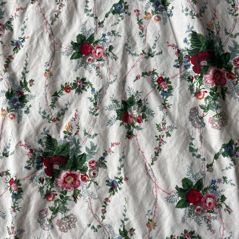 Ralph Lauren vintage Blaine Elaine floral flat sheet with ruffles size full